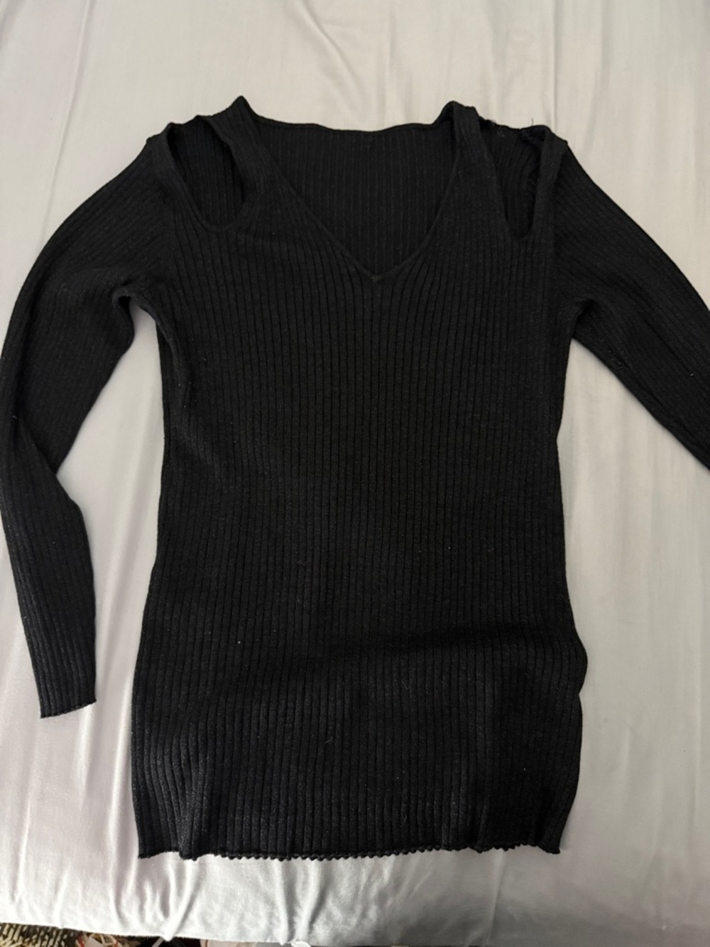 Lane Bryant Black Ribbed Cutout Shoulder Sweater